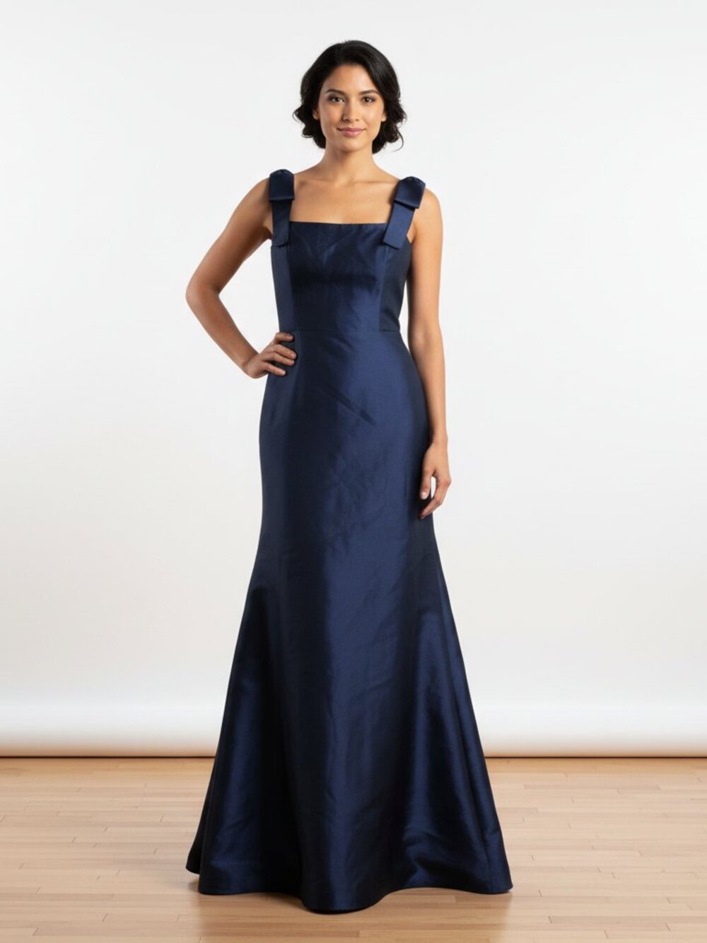 Alfred Sung Winslet D868 Satin Bow Shoulder Maxi Gown NWT 10